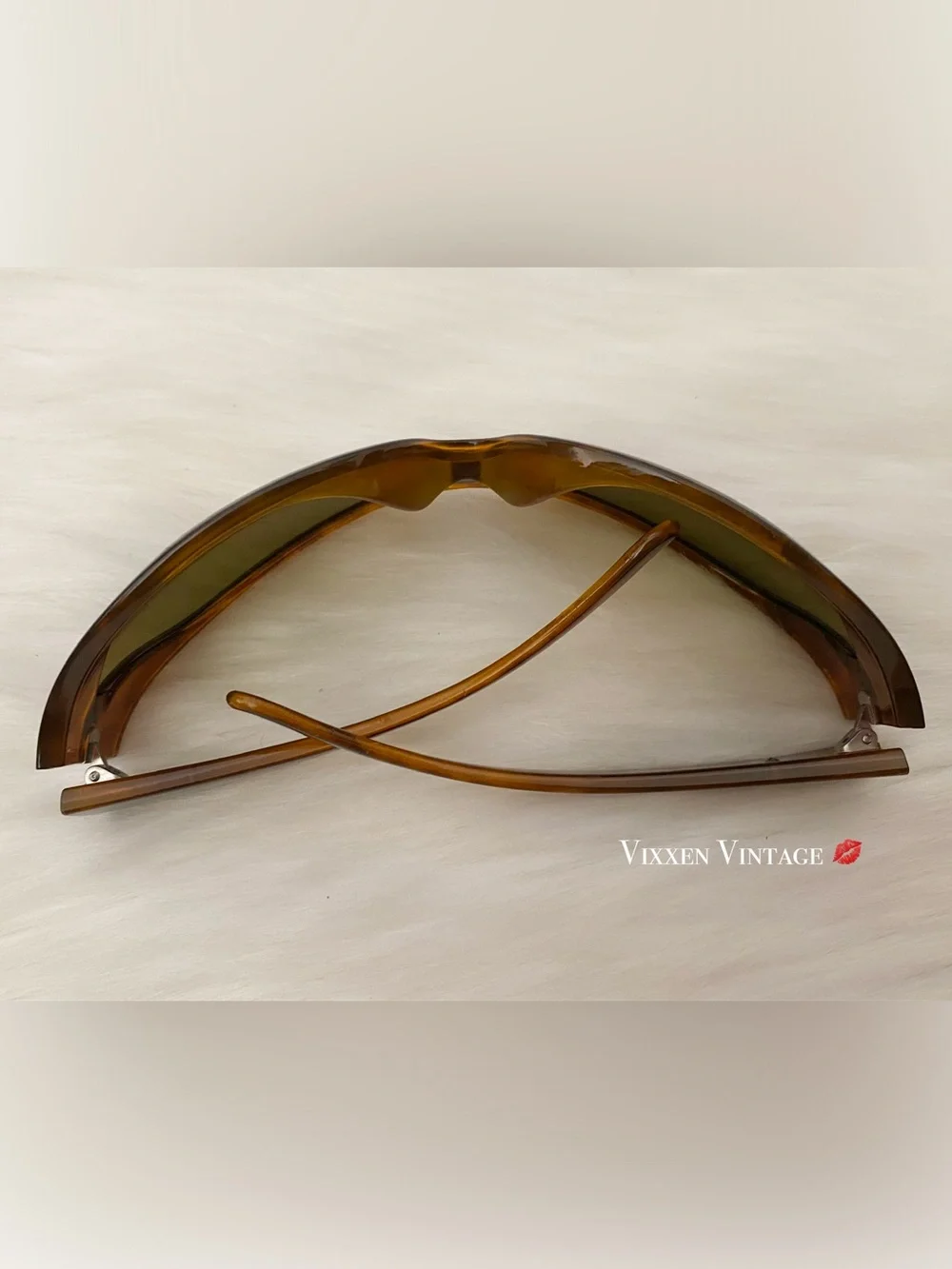 VINTAGE Y2K PRADA CHUNKY WRAP-AROUND SHIELD TORTOISE SHELL SUNGLASSES IN BROWN - Picture 12 of 13